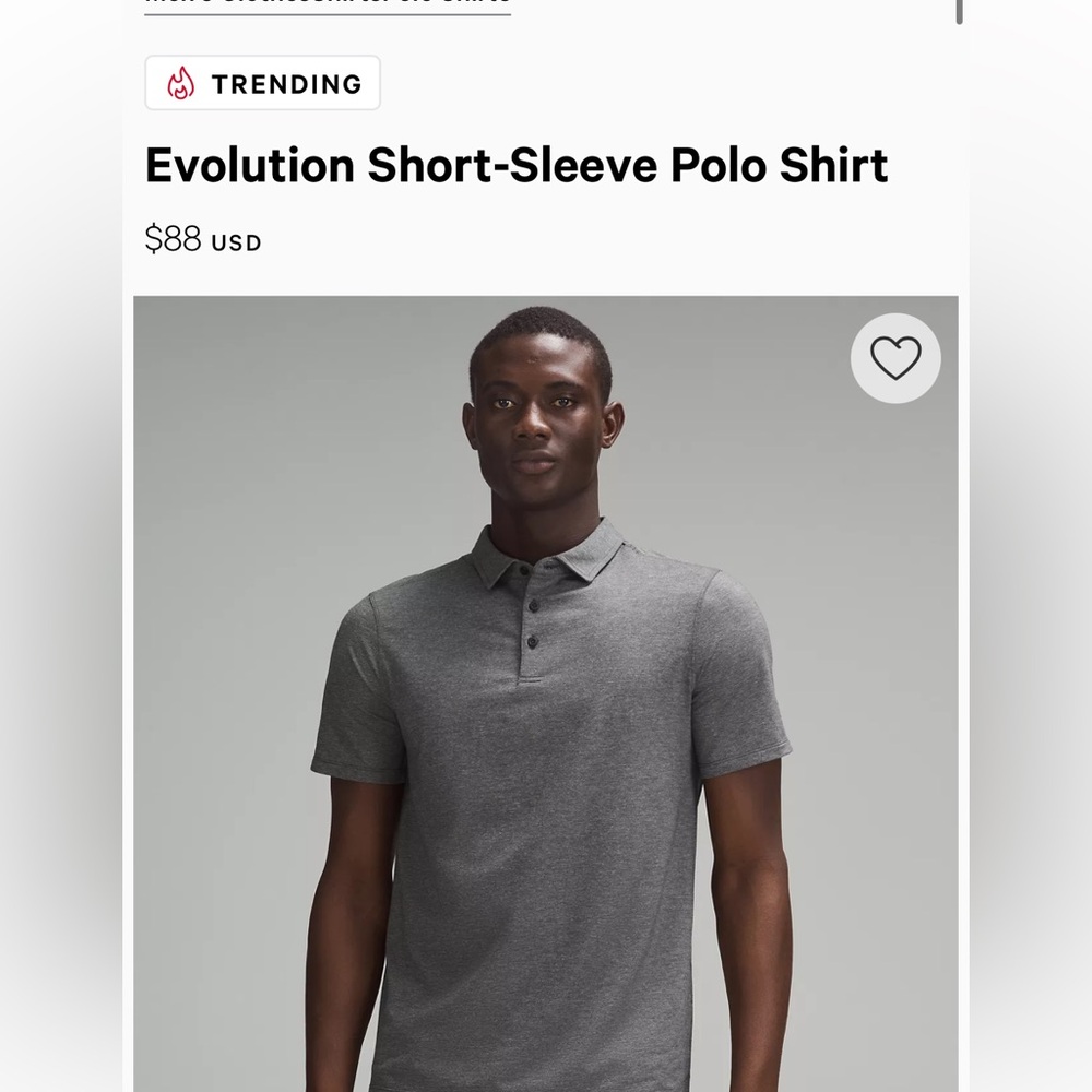 Mens Lululemon Evolution Polo *Heather Black*